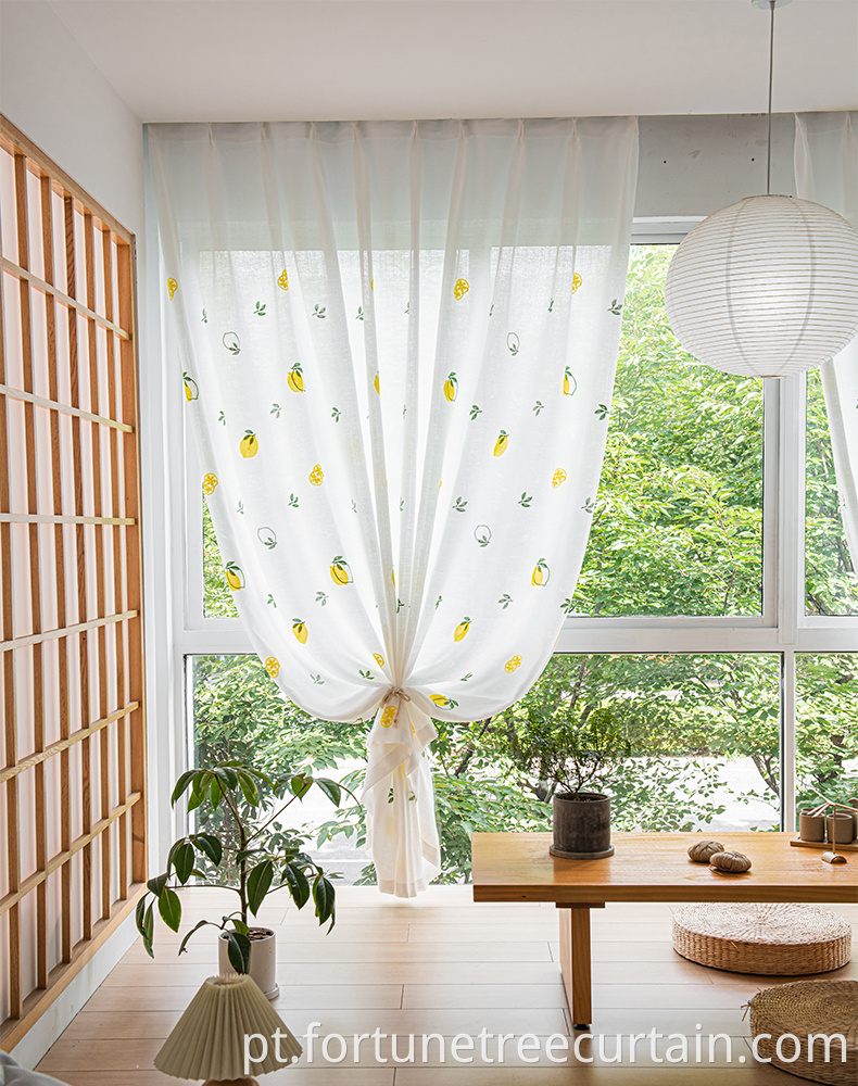 Linen Translucent Polyester Embroidery Curtain Sheer